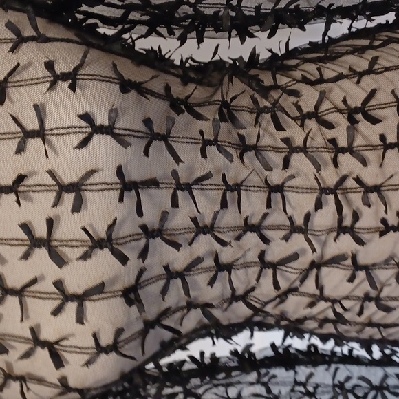 Zara black sheer stretchy long sleeve top bows all over bow decoration small - Picture 4 of 16